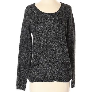 NYDJ Black Chambray Metallic Sparkle Sequins Long Sleeved Sweater Small